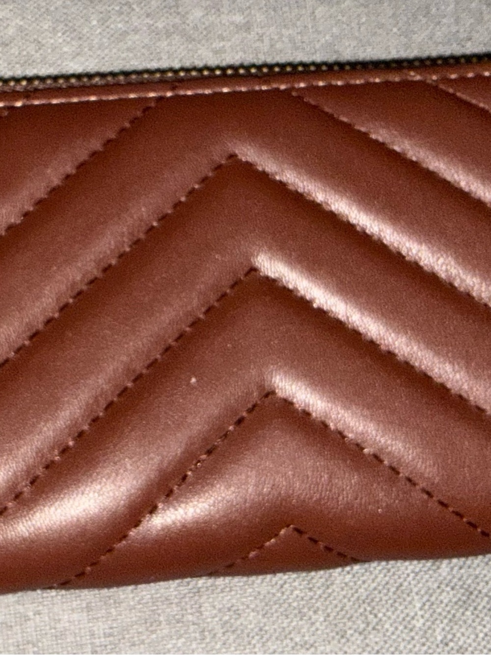 T.J.Maxx Quilted Chevron Leather Clutch in Brown